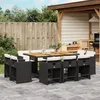Image de vidaXL Ensemble à manger de jardin 11 pcs coussins noir résine tressée 3277982