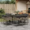 Image de vidaXL Ensemble à manger de jardin 9 pcs coussins gris résine tressée 3278143
