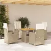 Image de vidaXL Ensemble à Manger de Jardin avec Coussins 5pcs Table de Terrasse Meubles de Patio Mobilier dExtérieur Beige 3277352