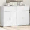 Image de vidaXL Buffets 2 pcs blanc 60x30x84 cm bois dingénierie armoire de rangement meuble dentrée meuble dappoint meuble de