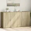 Image de vidaXL Buffets 2 pcs chêne sonoma 79x38x80 cm bois dingénierie armoire de rangement meuble dentrée meuble dappoint 3276604