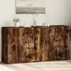 Image de Buffets 2 Pcs Chêne Fumé 79x38x80 Cm Bois D'ingénierie Vidaxl