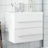 Image de Armoire Lavabo De Salle De Bain Avec Bassin Intégré Blanc Vidaxl