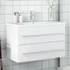 Image de Armoire Lavabo De Salle De Bain Avec Bassin Intégré Blanc Vidaxl