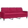 Image de Canapé À 3 Places Rouge Bordeaux 180 Cm Velours Vidaxl