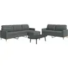 Image de Ensemble De Canapés 3 Pcs Avec Repose-pied Gris Foncé Tissu Vidaxl