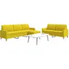 Image de Ensemble De Canapés 3 Pcs Avec Repose-pied Jaune Clair Tissu Vidaxl