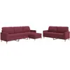 Image de Ensemble De Canapés 3 Pcs Avec Repose-pied Rouge Bordeaux Tissu Vidaxl