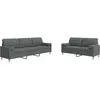 Image de Ensemble De Canapés 2 Pcs Coussins Décoratifs Gris Foncé Tissu Vidaxl