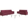 Image de Ensemble De Canapés 2 Pcs Coussins Décoratifs Bordeaux Tissu Vidaxl