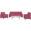 Image de Ensemble De Canapés 3 Pcs Avec Coussins Rouge Bordeaux Velours Vidaxl