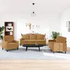 Image de Ensemble De Canapés 3 Pcs Avec Coussins Marron Velours Vidaxl