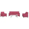 Image de vidaXL Ensemble de canapés 4 pcs avec coussins Rouge bordeaux Velours 3278365