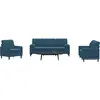 Image de Ensemble De Canapés 3pcs Et Coussins Et Traversins Bleu Velours Vidaxl