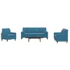 Image de vidaXL Ensemble de canapés 3pcs et coussins et traversins bleu velours canapé siège de canapé canapé relax canapé 3278380