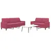 Image de Ensemble De Canapés 2 Pcs Avec Coussins Rouge Bordeaux Velours Vidaxl