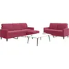 Image de Ensemble De Canapés 3 Pcs Avec Coussins Rouge Bordeaux Velours Vidaxl