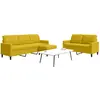 Image de Ensemble De Canapés 3 Pcs Avec Coussins Jaune Velours Vidaxl