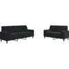 Image de Ensemble De Canapés 2pcs Et Coussins Et Traversins Noir Velours Vidaxl