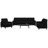 Image de Ensemble De Canapés 3 Pcs Avec Coussins Noir Velours Vidaxl