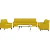 Image de Ensemble De Canapés 3 Pcs Avec Coussins Jaune Velours Vidaxl