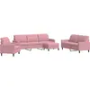 Image de Ensemble De Canapés 4 Pcs Avec Coussins Rose Velours Vidaxl