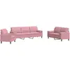 Image de Ensemble De Canapés 3pcs Et Coussins Et Traversins Rose Velours Vidaxl