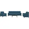 Image de Ensemble De Canapés 3pcs Et Coussins Et Traversins Bleu Velours Vidaxl