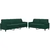 Image de Ensemble De Canapés 2 Pcs Avec Coussins Vert Foncé Velours Vidaxl