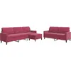 Image de Ensemble De Canapés 3 Pcs Avec Coussins Rouge Bordeaux Velours Vidaxl
