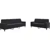 Image de Ensemble De Canapés 2pcs Et Coussins Et Traversins Noir Velours Vidaxl