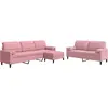 Image de Ensemble De Canapés 3pcs Et Coussins Et Traversins Rose Velours Vidaxl
