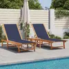 Image de Chaises Longues Lot De 2 Table Bleu Bois D'acacia Et Textilène Vidaxl