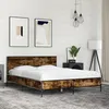 Image de vidaXL Cadre de lit chêne fumé 140x190 cm bois dingénierie et métal lit meuble de chambre à coucher sommier lit double 3280034