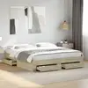 Image de Cadre De Lit Avec Tiroirs Sans Matelas Chêne Sonoma 200x200 Cm Vidaxl