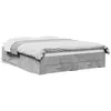 Image de vidaXL Cadre de lit à tiroirs gris béton 160x200 cm bois dingénierie lit lit de rangement cadre de lit double lit 3280373