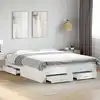 Image de Cadre De Lit Avec Tiroirs Sans Matelas Blanc 150x200 Cm Vidaxl