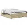 Image de Vidaxl cadre de lit avec tiroirs sans matelas chêne sonoma 140x190 cm