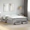 Image de Cadre De Lit Avec Tiroirs Sans Matelas Gris Béton 120x190 Cm Vidaxl