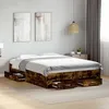Image de vidaXL Cadre de Lit et Tiroirs Sommier à Lattes Lit Adulte Lit Double de Chambre à Coucher Intérieur Chêne Fumé 120x190 3280416