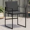 Image de Chaises De Jardin Et Coussins Lot De 4 Noir Acier Et Textilène Vidaxl