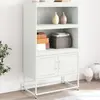 Image de Buffet Haut Blanc 68,5x38,5x123,5 Cm Acier Vidaxl