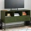 Image de Meuble Tv Vert Olive 100,5x39x60,5 Cm Acier Vidaxl