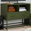 Image de Meuble Tv Vert Olive 68x39x60,5 Cm Acier Vidaxl