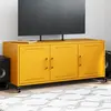 Image de Meuble Tv Jaune Moutarde 100,5x39x43,5 Cm Acier Vidaxl