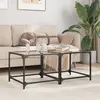 Image de Tables Basses Avec Dessus En Verre Transparent 2 Pcs Acier Vidaxl