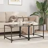 Image de Tables Basses Avec Dessus En Verre Noir 2 Pcs 50x50x40 Cm Acier Vidaxl
