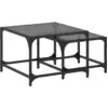 Image de Tables Basses Gigognes 2 Pcs Dessus En Verre Noir Acier Vidaxl