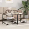 Image de Tables Basses Avec Dessus En Verre Transparent 2 Pcs Acier Vidaxl