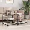 Image de Tables Basses Avec Dessus En Verre Noir 2 Pcs 50x50x45 Cm Acier Vidaxl